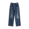Chuyu Woven Trim Straight Wide-Leg Jeans for Women
