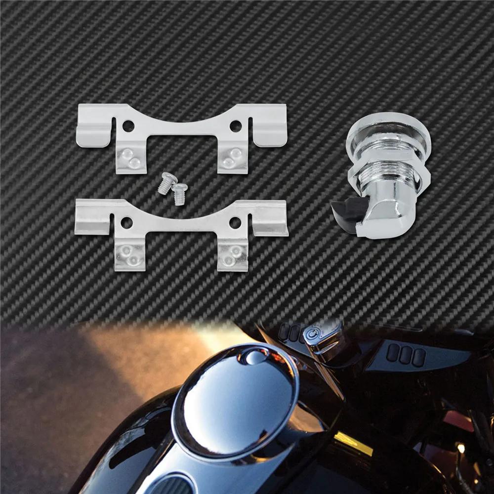 Motorcycle Black/Chrome Fuel Door Latch Push Button Gas Oil CoverTank For Harley Touring Electra Street Road Glide FLHR FLTRX Latch Push Button B