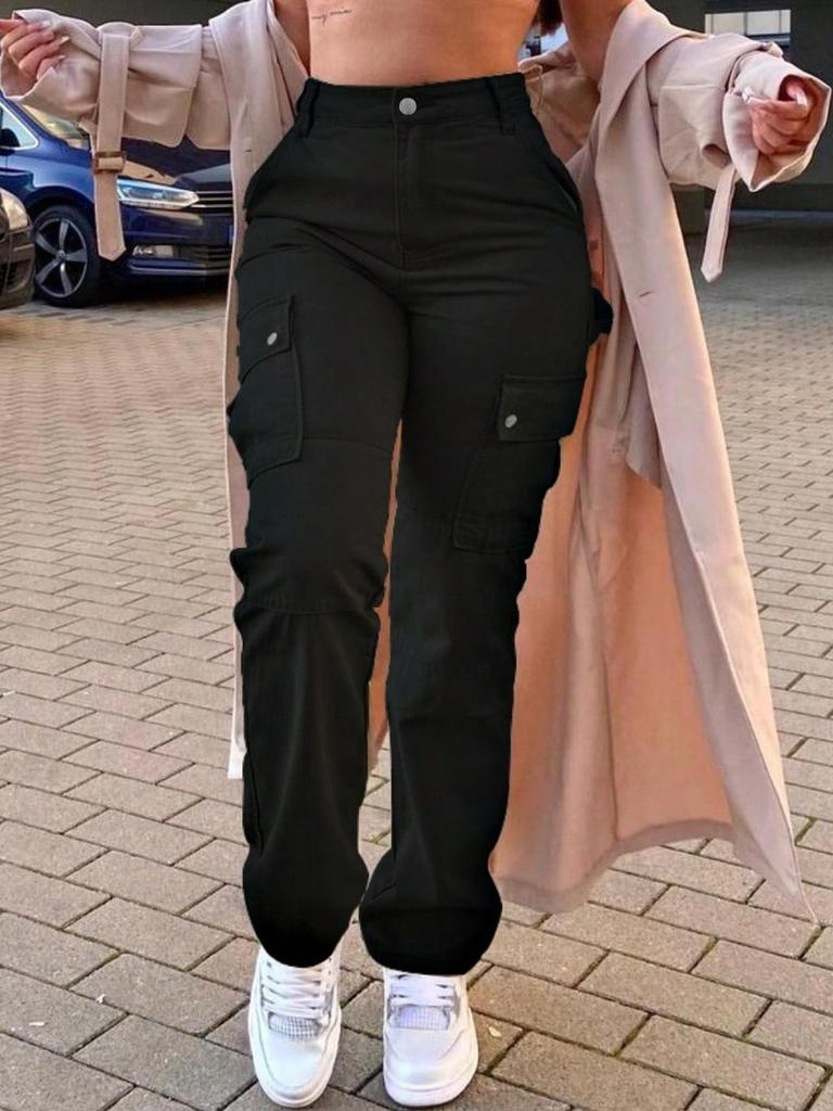 European and American Retro Women's Casual Multi-Pocket Straight Leg Trousers - Spring/Summer Collection 8069