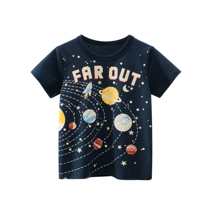 Boys Summer Short Sleeve T Shirt with Dinosaur Print for Toddlers and Kids