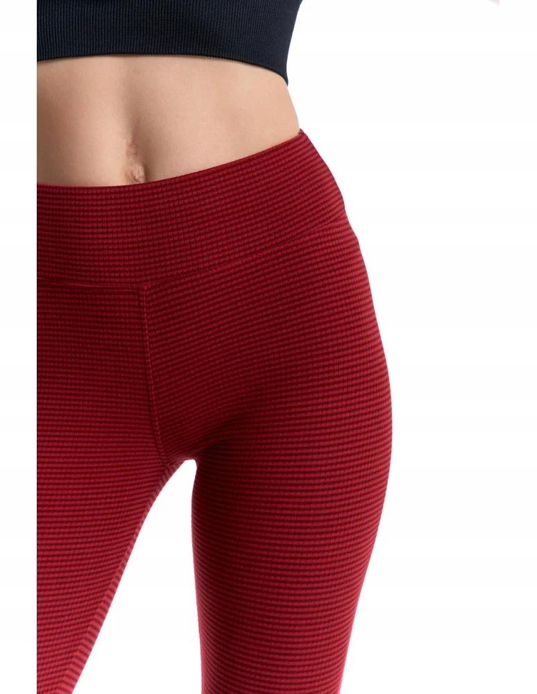 Women's High Waist Ribbed Leggings Fashionable Sporty MORAJ S/M WINE RED