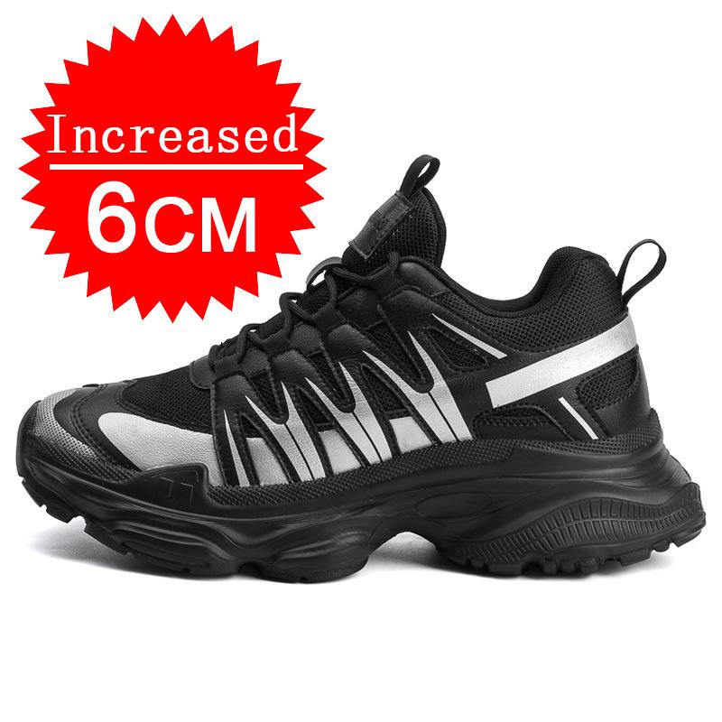 Summer Genuine Leather Shoes Breathable Mesh 4/6/8CM New Invisible Height Increasing Shoes Casual Fashion Sport Platform Shoes