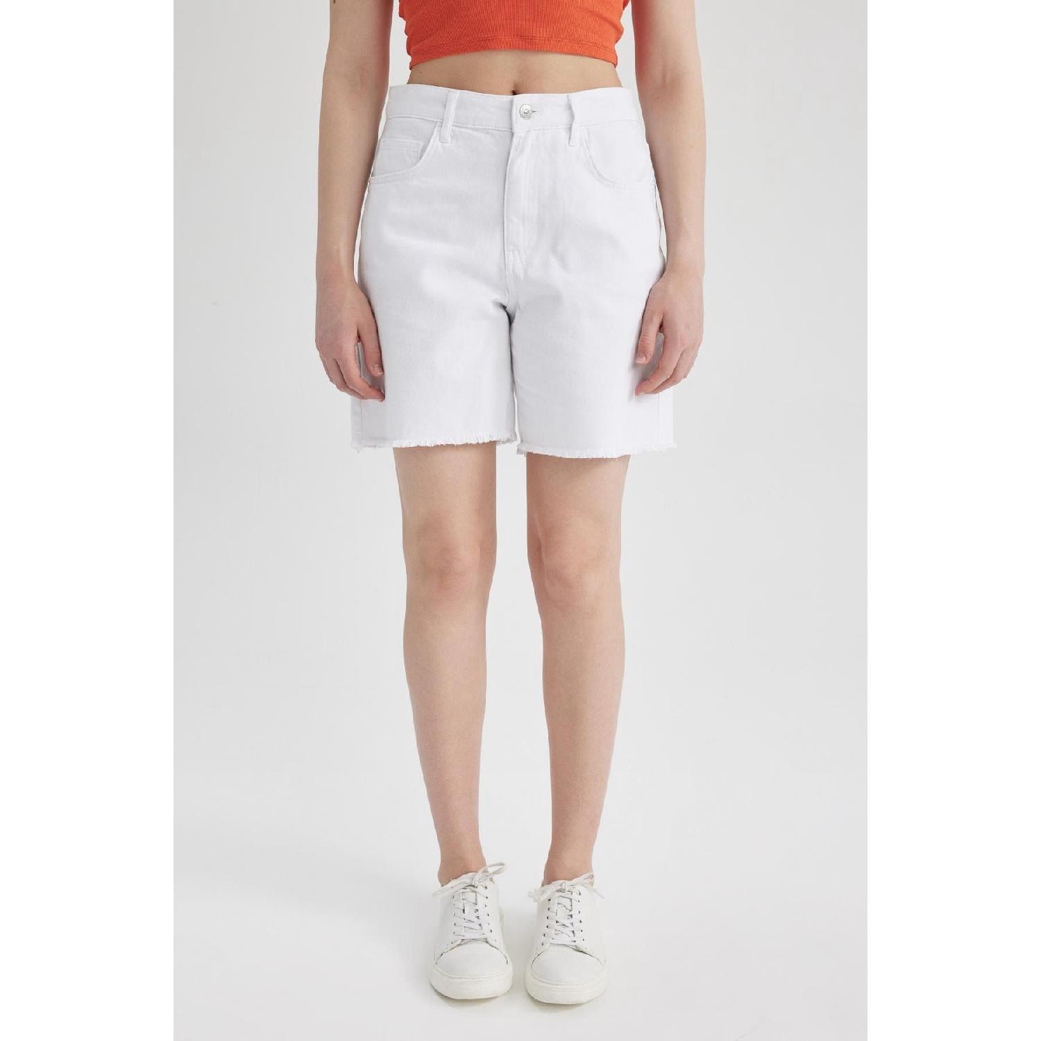 

Белые джинсы-бермуды из 100% хлопка с высокой талией A2685ax23sm