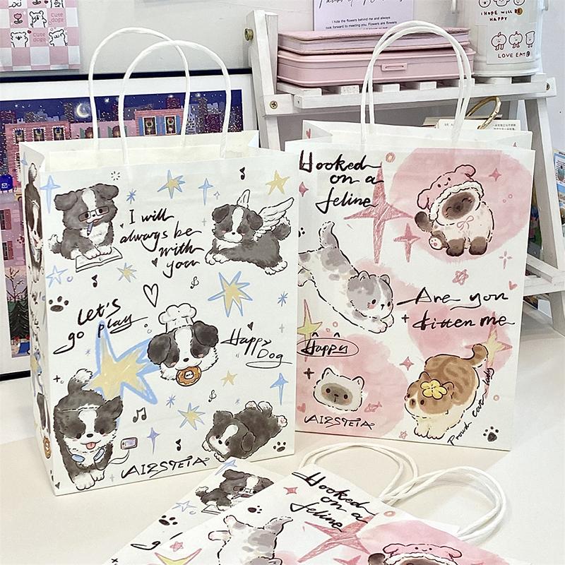 Cute Dog Paper Bag Handbag Shopping Bag Packaging Bag Gift Bag Storage Bag Gift Packaging