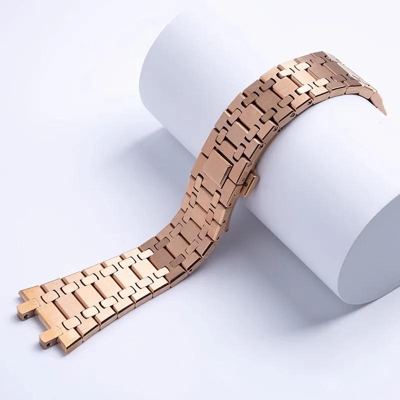 Watchband 21mm 26mm Men Women Full Stainless Steel Bracelet For AP ROYAL OAK 15400 26331 15500 Watch Strap Folding Buckle