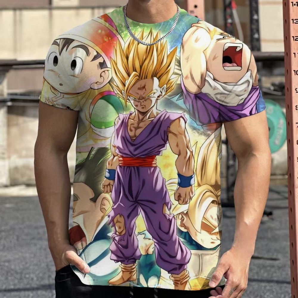 2026 Fashion Dragon Ball 3D Harajuku Men's T-Shirt Summer Short Sleeve Crew Neck Goku Vegeta Casual Versatile Top