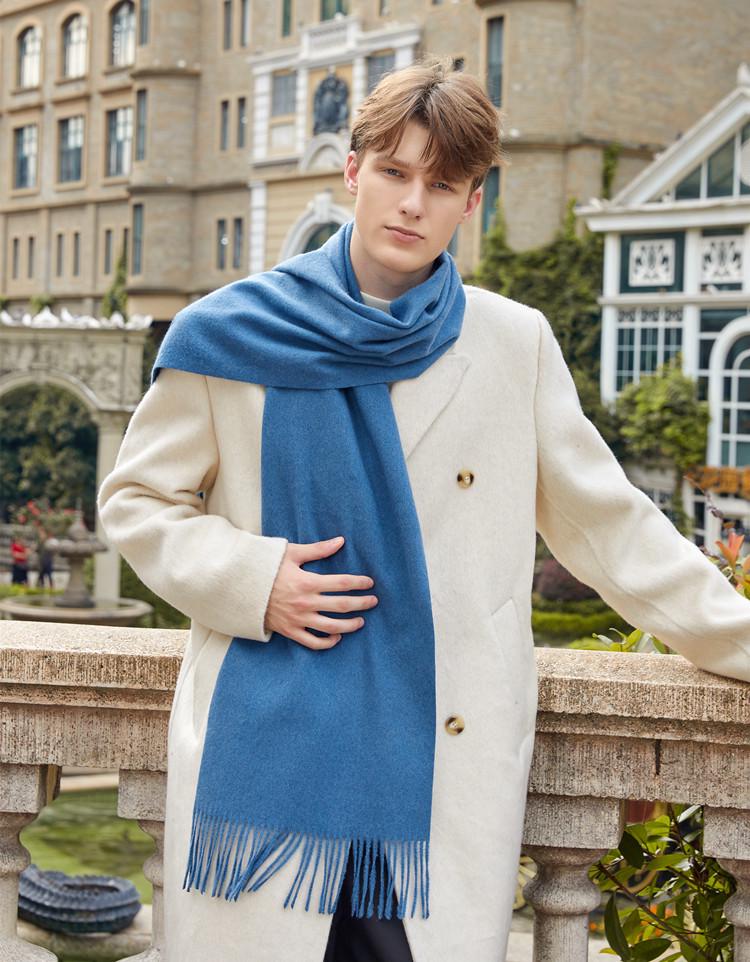 Premium Wool Cashmere Scarf: Women's Thick, Versatile Shawl for Autumn/Winter, Solid Colors, Unisex Style.