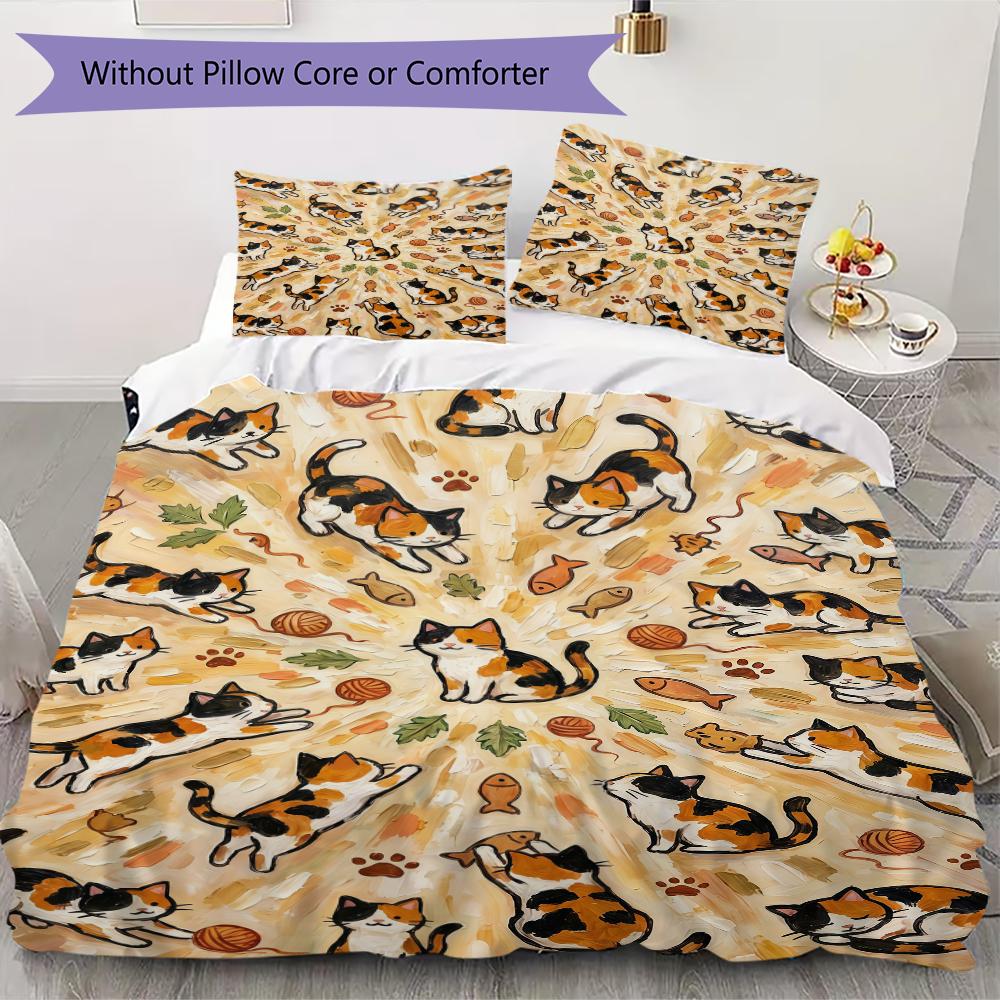 

Cute kitten Pattern Bedding uilt Set uilt Cover Pillowcase Home Decoration Birthday Gift (1 * duvet cover + 46 * pillowcase without core) 135x200cm