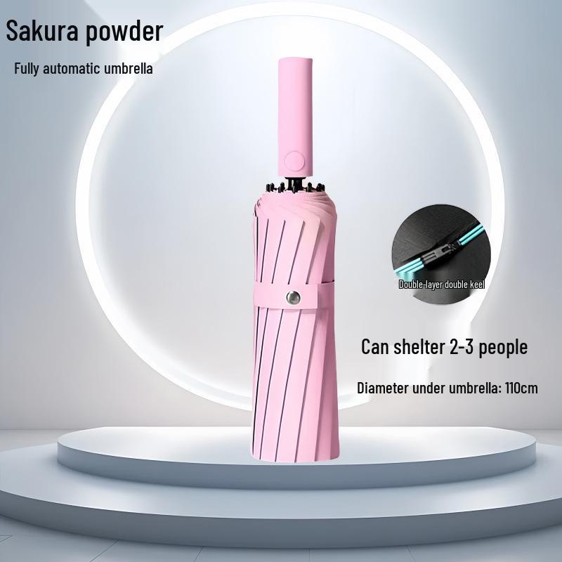 Bone Automatic Windproof Large Umbrella with UV Protection, Reversible for Sun and Rain.