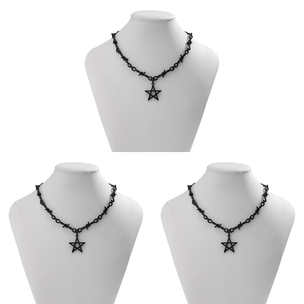 Star Shape Pendant Necklace For Women With Alloy Geometric Design And Cross Chain