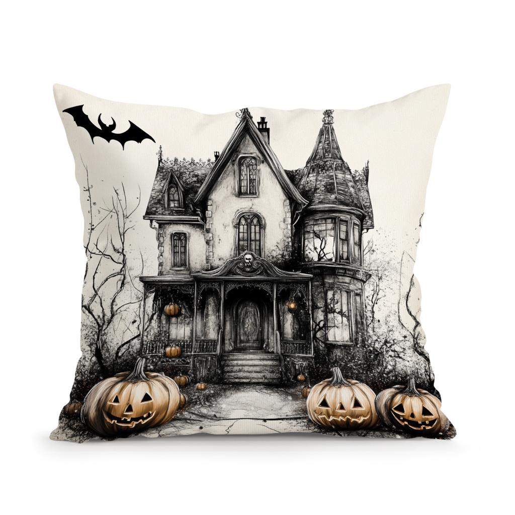 Pumpkin Witch Castle Ghost Pillowcase Printed Polyester 45X45Cm Throw Pillowcover Decorative Sofa Cushion Pillowslip Home Decor