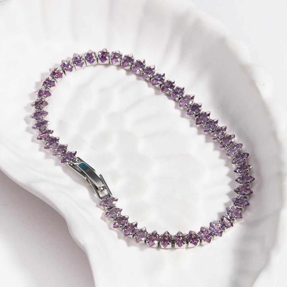 10 Colors Luxury CZ Tennis Cubic Zirconia Gold Silver Color Iced Out Chain Bracelet Bling Jewelry for Women Party Gift