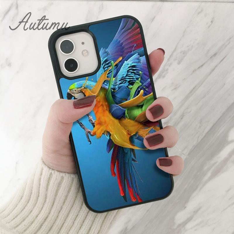 Rainbow Flower Bird Ringneck Parrot Phone Case for iPhone 11 12 13 14 Pro Max mini XR XS SE 2020 7 8 Plus Samsung S21 S22 Cover