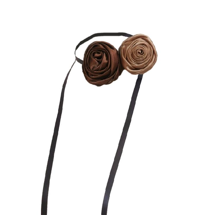

Soft Brown Flower Choker Tie Cravat Accessory Teen Girl Rose Flower Choker