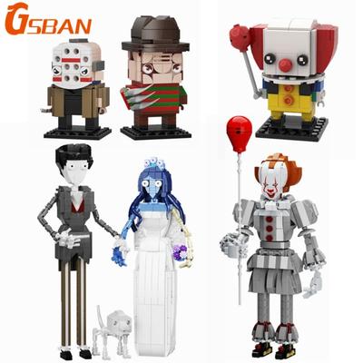 GSBAN Classic Horror Movie Corpse Bride It Pennywisedss Clown Jason Freddy  Joker Building Blocks Toys For Children Gift