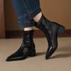 Krazing Po Microfiber Winter Pointed Toe Size 33 Western Boots Size 43 Concise Style Med Heels Ankle Boots