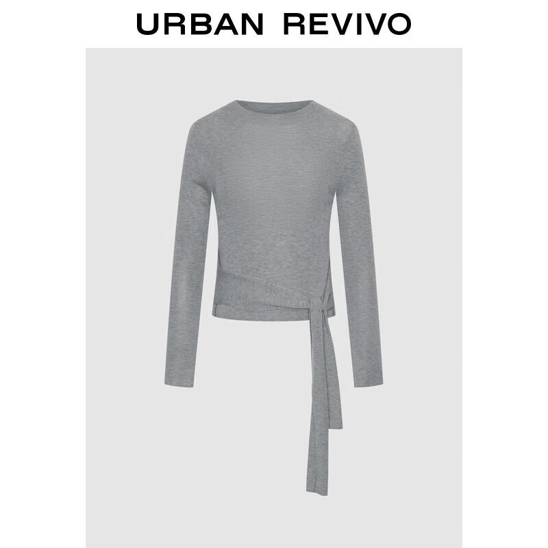 

UR Women s Heather Grey Tie-Knit Sweater UWJ950108 S