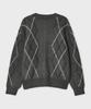 Belier Brushed Argyle Cardigan - Grey