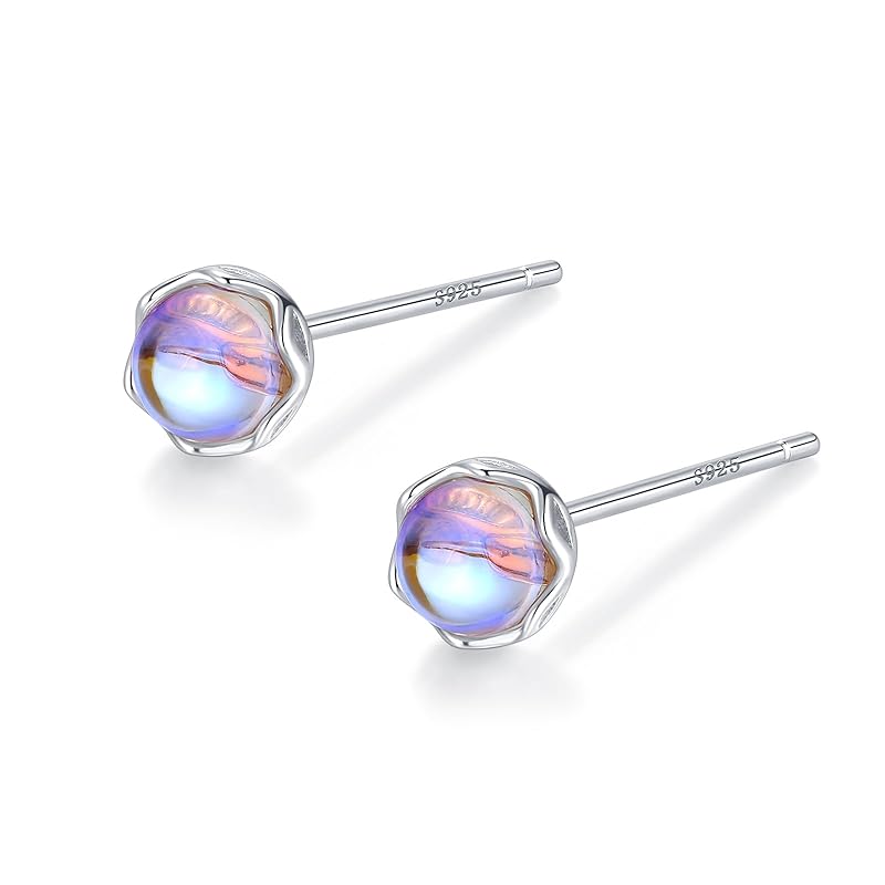 

earrings silver earrings Silver925 silver pink gold Compatible with metal allergies rainbow multicolor moonlight stone moonstone natural stone Love