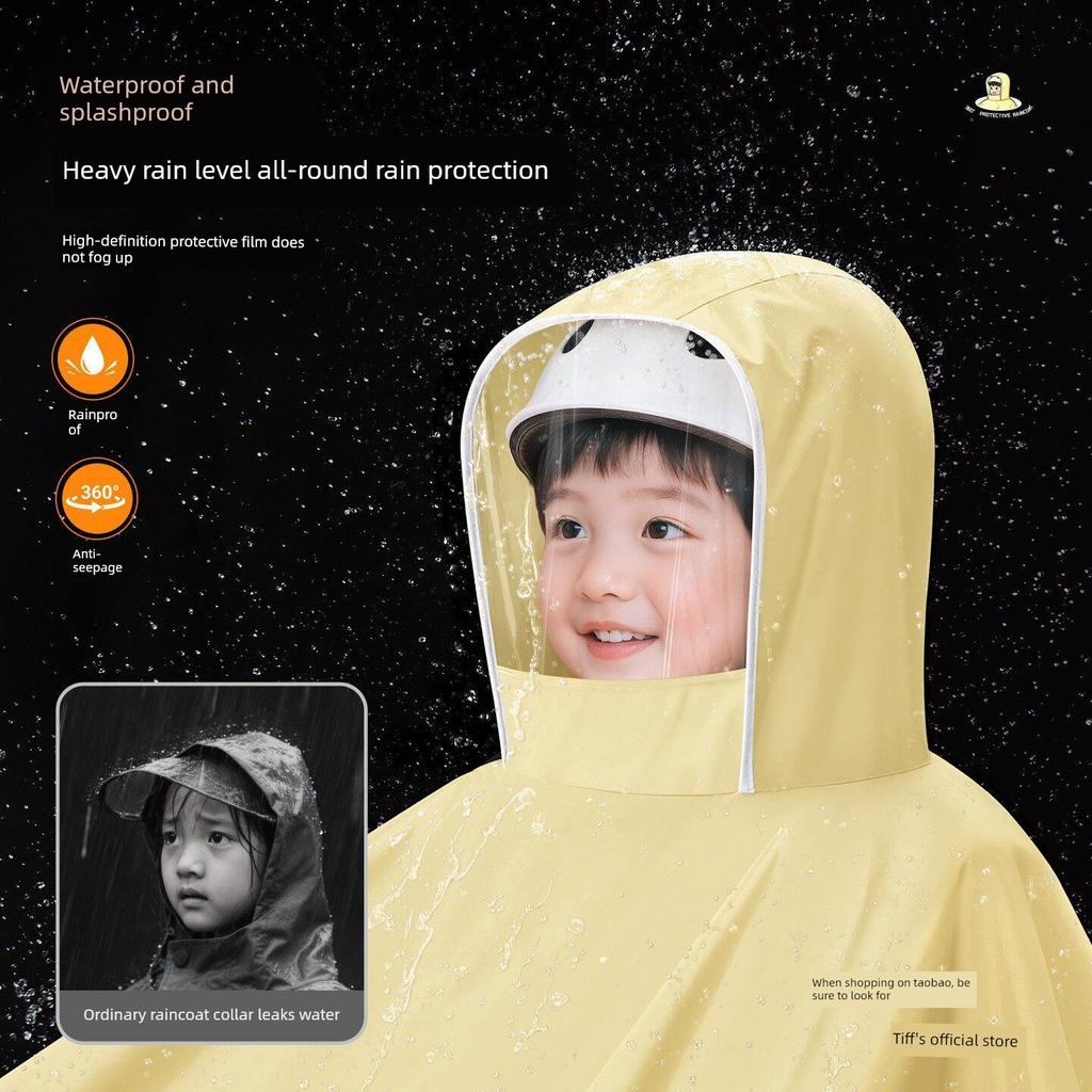 Electric Vehicle Raincoat for Two People, Suitable for Electric Scooters, Parent-Child Full-Body Protection Against Heavy Rain, Enlarged and