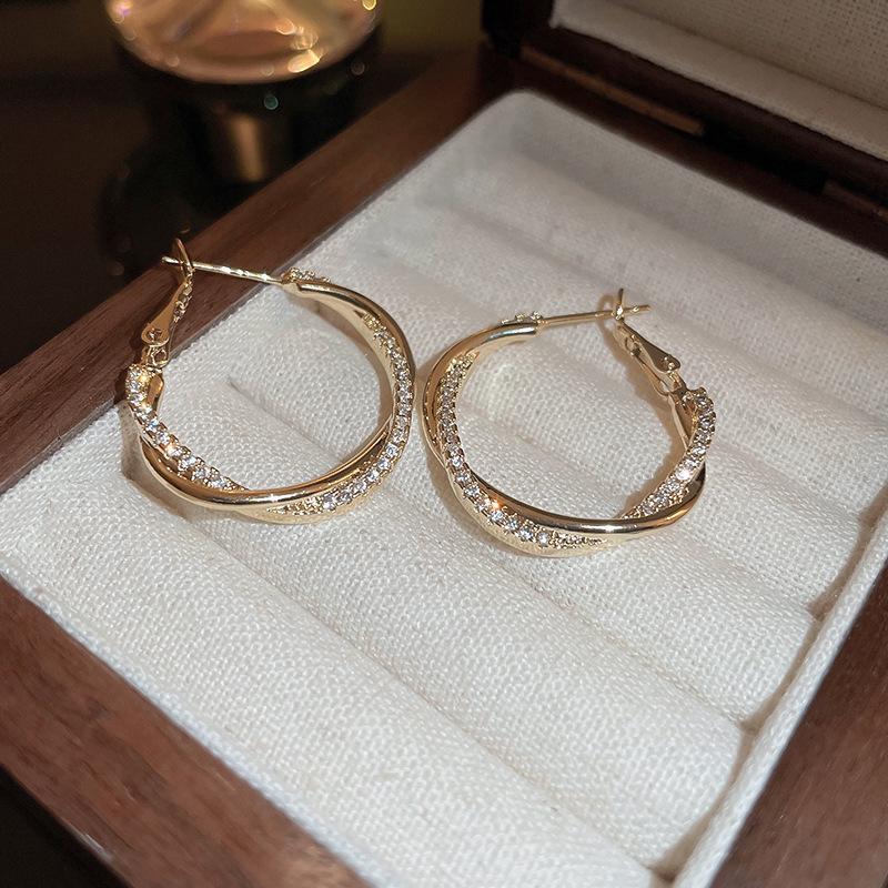 European and American Silver Needle Zircon Earrings: High-End, Versatile, Exaggerated Personality Design