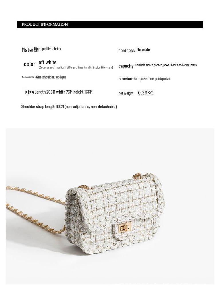 2024 A/W Women's Tweed Chain Underarm Shoulder Bag - High-End Small Square Crossbody