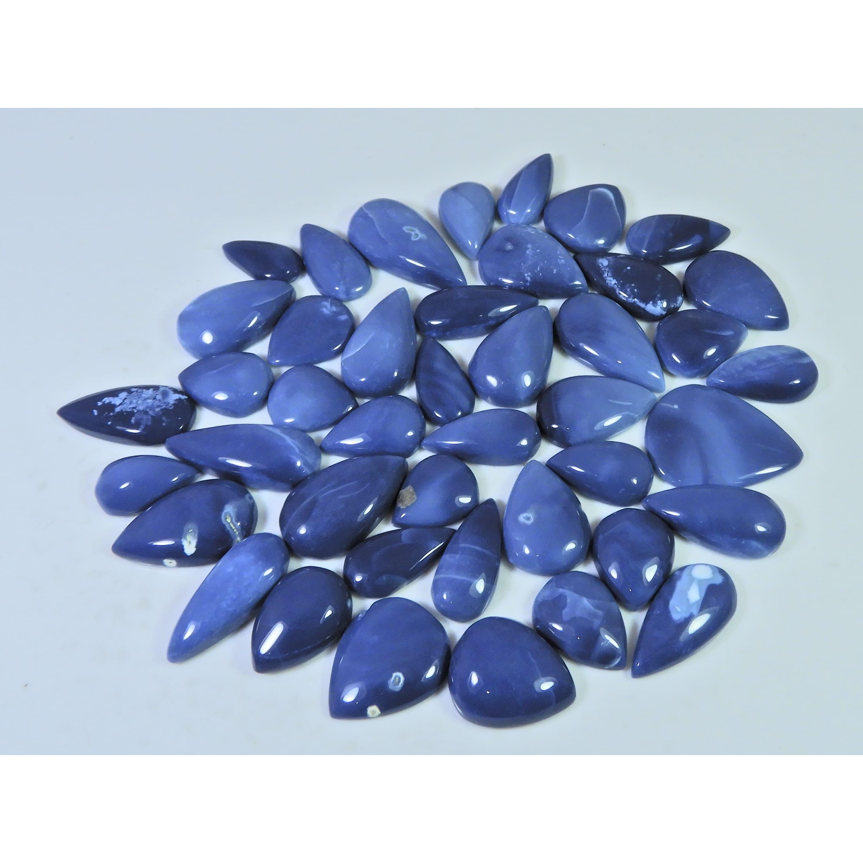 

280Cts. Natural Blue Opal Agate Pear Cabochon Loose Gemstone 04 Pcs Lot C-1884
