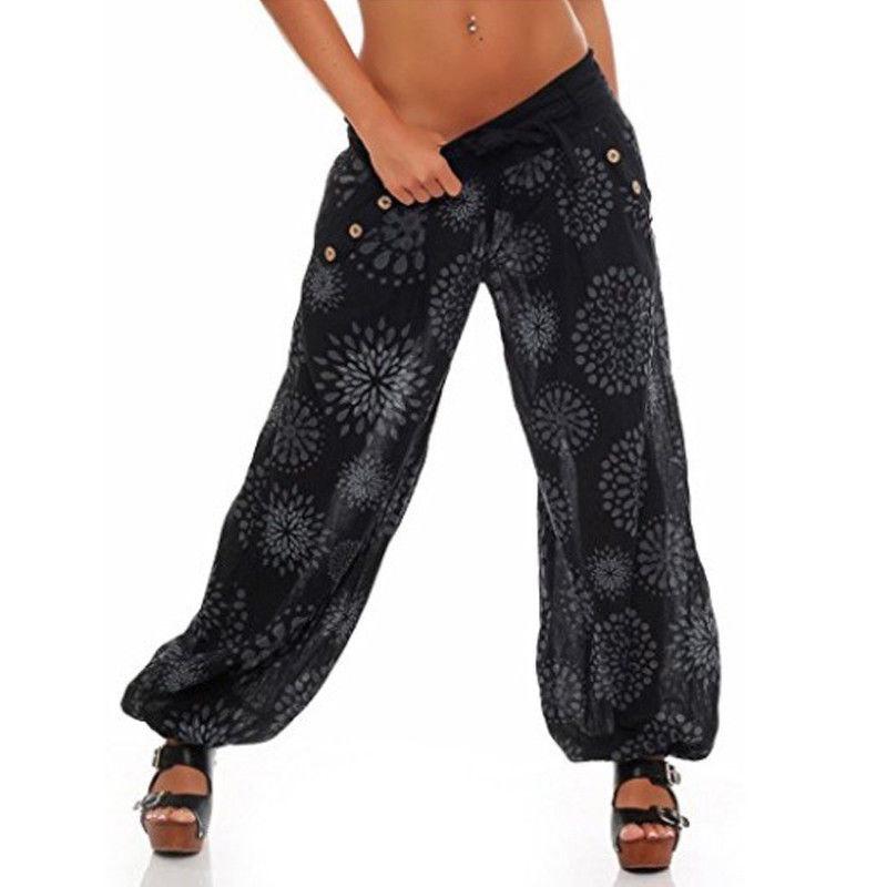 Boho Womens Aladdin Harem Yoga Pants With Elastic Waist And Loose Fit**