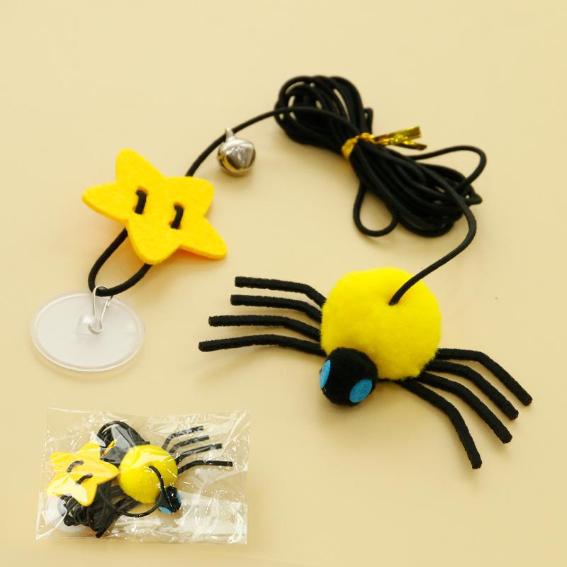 

Cat Toys Hanging Door Relief Feather Teaser Hanging Stretchy Rope Bell Spider Model Hanging Door Cat Toys