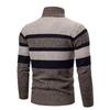 Men's Striped Long Sleeve Knitwear Casual Stand Up Collar Zip Cardigan Coat