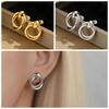 In-Stock Gold Intertwined Circle Earrings: Elegant, Fashionable, Versatile Design for Women