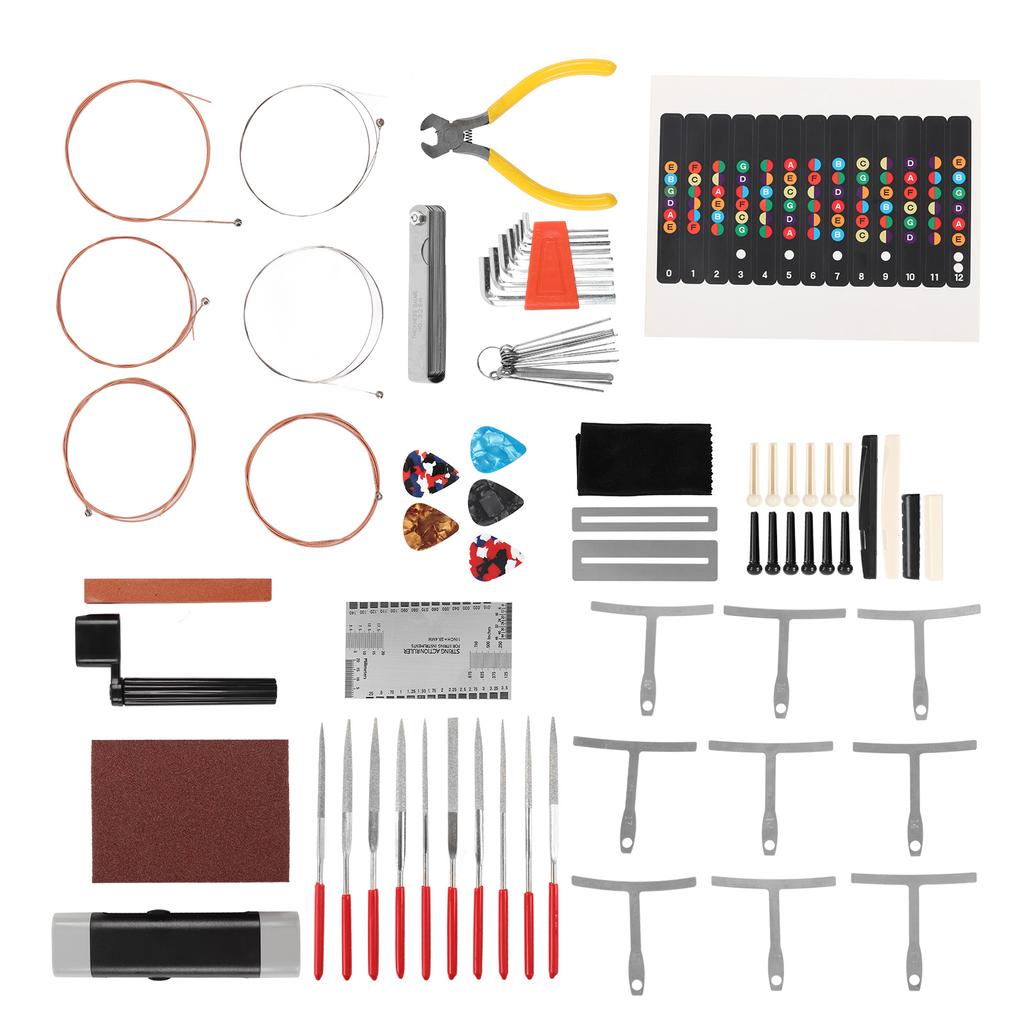 Guitar Repairing Tools Kit Professional Maintenance Bridge Pins Hex Wrench Files Accessories
