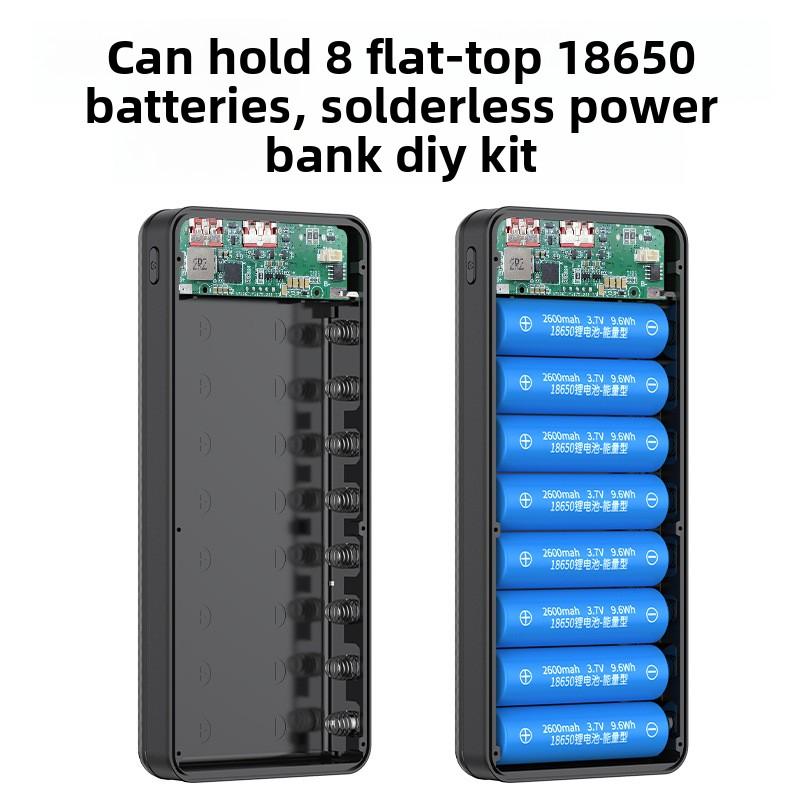 8x18650 Battery Charging Case Digital Display DIY Dual USB Type C Box 22.5W Fast Charging 15W Wireless Charging Power Case