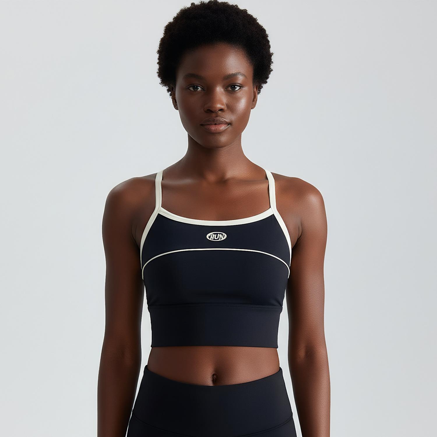 

Women s Breathable Shockproof Sports Bra - Color-block, Wide Straps, Chest Pads, Beautiful Back, Yoga Fitness Tank, Multiple Colors Extra Large