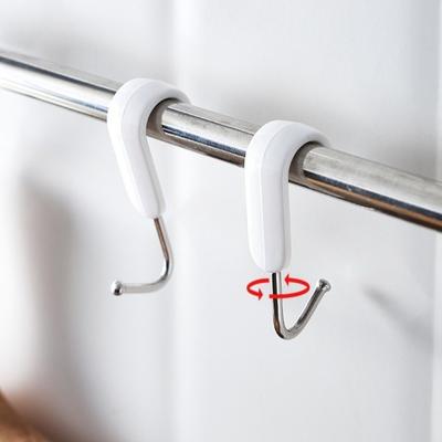 7pcs Set Creative Rotatable S Hooks Stainless Steel Heavy Duty Pipe Clip Hooks Hanging Rack Hooks Closet