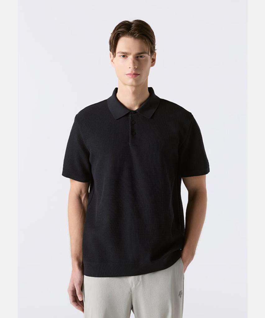 DESCENTE Dualis Knit Polo Short Sleeve T-Shirt Black Sr121Dps32