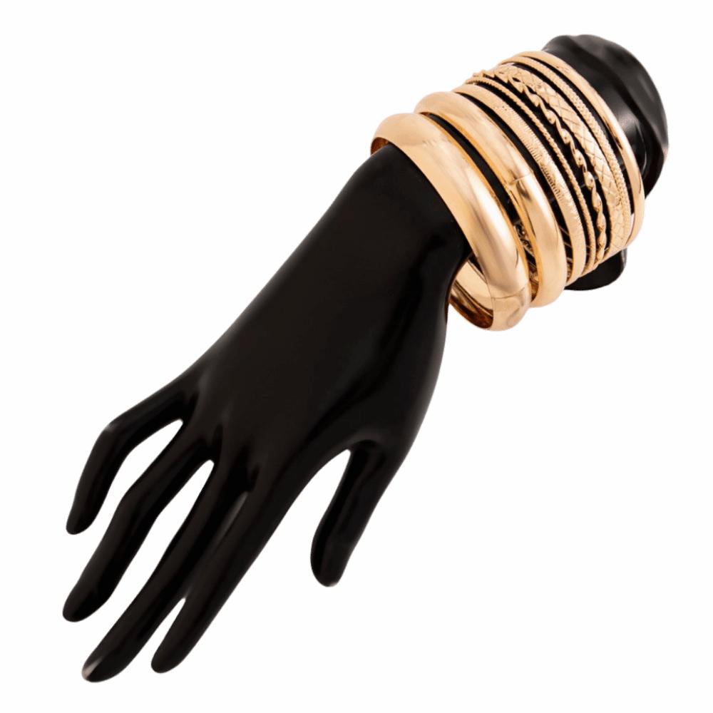 3/4/6/8Pcs Chunky Punk Metal Bracelets Multilayer Smooth Bracelet Set  Friends Birthday Gift