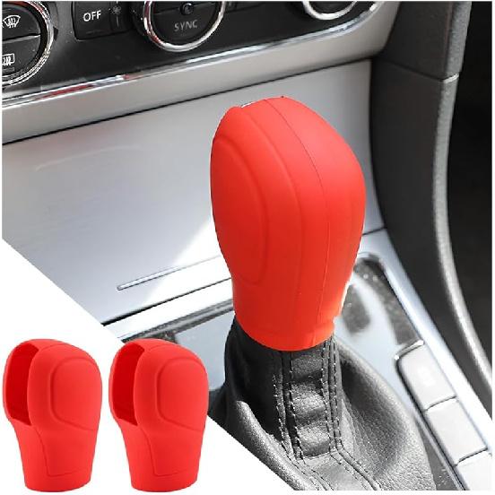 AICEL 2 Pcs Car Gear Shift Knob Cover, Elastic Silicone Car Automatic Shift Protector Cover, Universal Anti-Slip Auto Knob Gear Stick Protector for