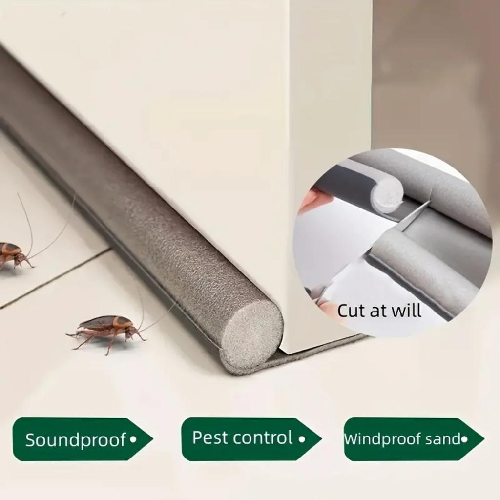 Door Bottoom Seal Strip Windproof Soundproof Door Sweep Draft Stopper Cuttable Foldable Weatherstrip Self Adhesive Acoustic Foam