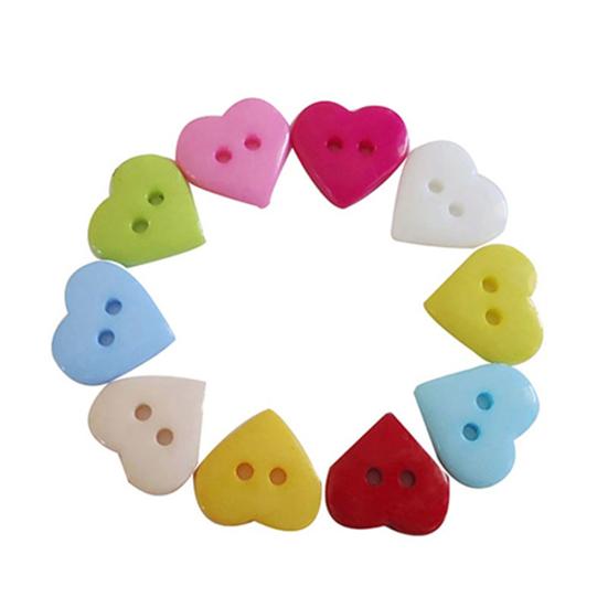 100PCs Heart Mixed Colors Resin Buttons Fit Sewing or Scrapbooking 10mm