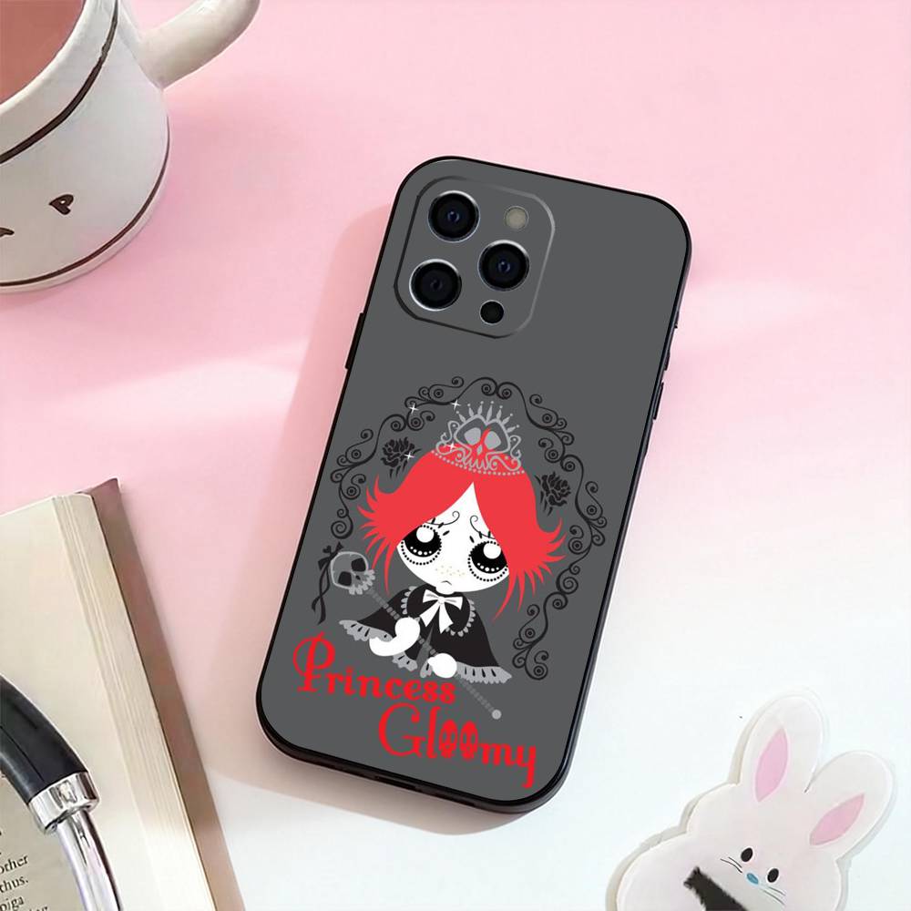 R-Ruby G-Gloom And Doom Kitty Phone Case For iPhone 17,16,15,14,13,12,11 Plus,Pro Max,Soft Silicone Black Cover iPhone17air