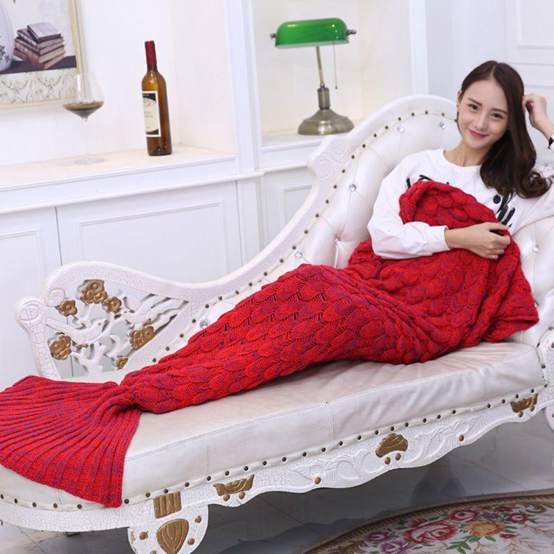 Flannel Grey Blanket Mermaid Sofa Knitted Woolen Blanket Adult Blanket Nap Office Girls' Mermaid Sleeping Bag Air Conditioning Blankets