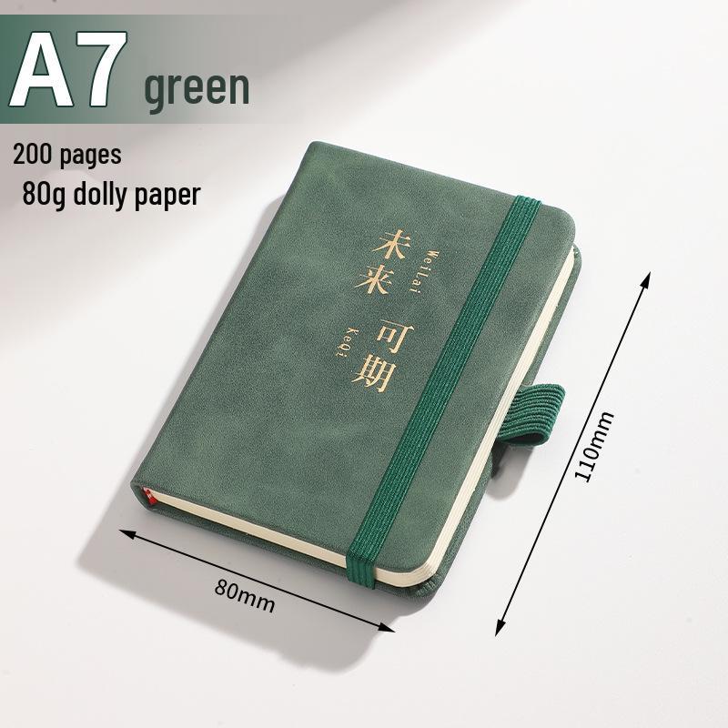 Custom A6 Business Meeting Notebook with Sheepskin Cover and Strap - A7 Pocket Size Available