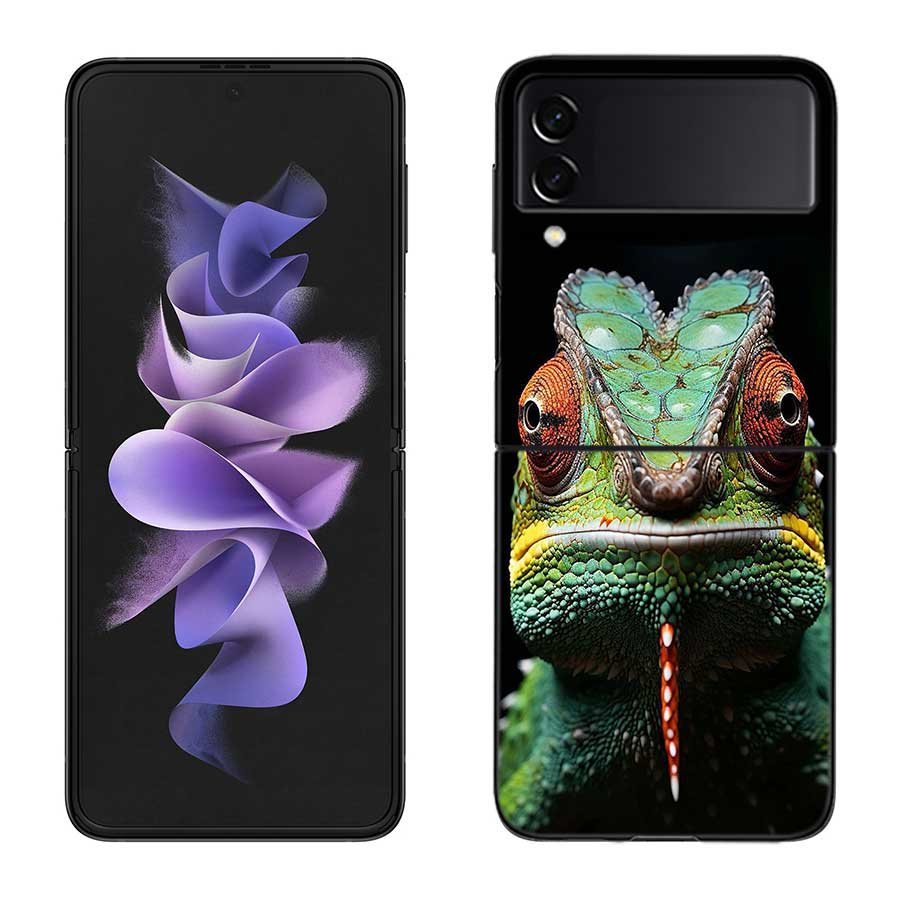 Lizards and Geckos Have Big Eyes Phone Case For Samsung Z Flip 7 6 5G Galaxy Z Flip 5 4 3 Black Hard Cell Cover Luxury PC Shell