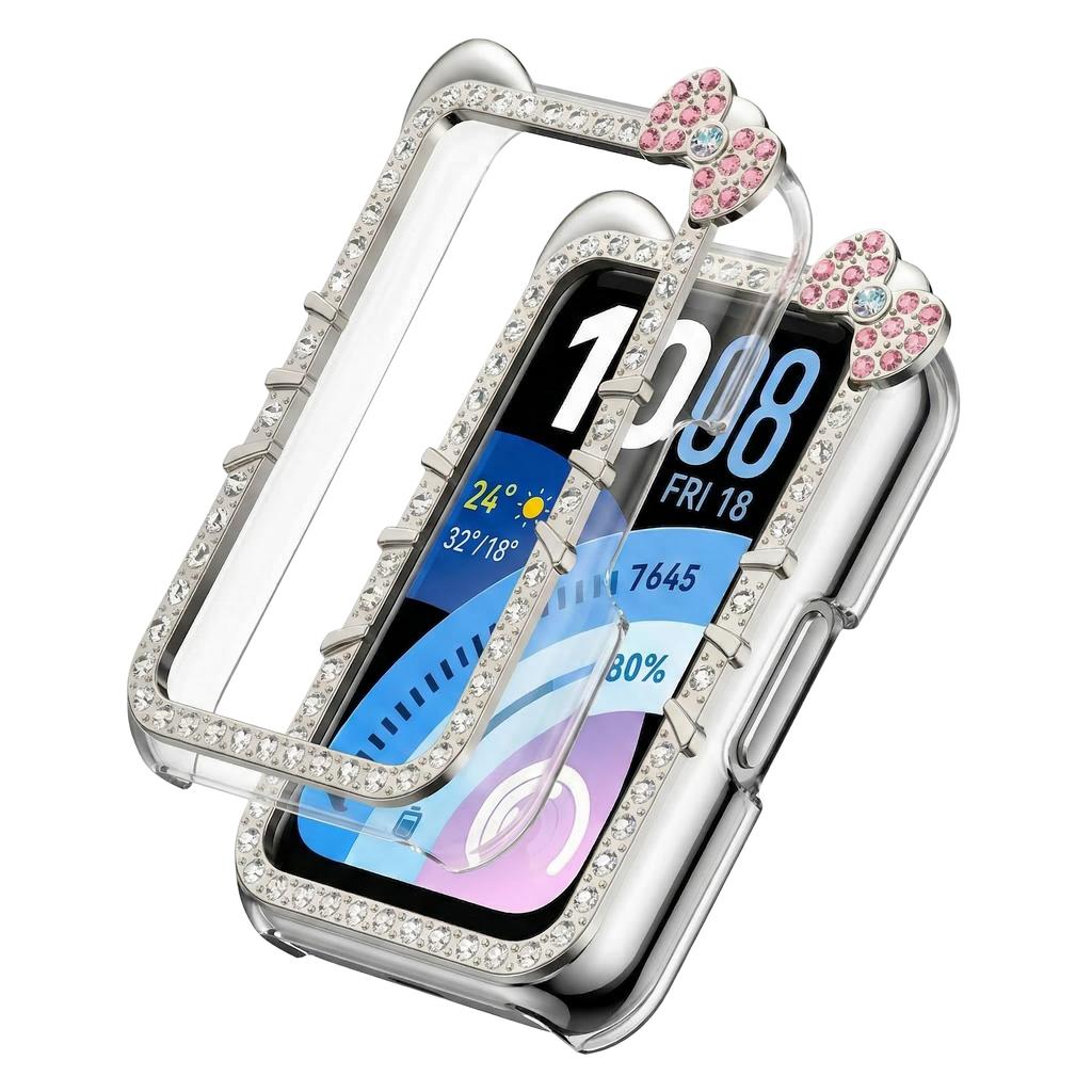 Custodia con Diamanti per HUAWEI Band 11 Accessori Bordo Bumper Rigido Vuoto a 360° Frame shell Carina Copertura GATTO huawei smart band 11 pro