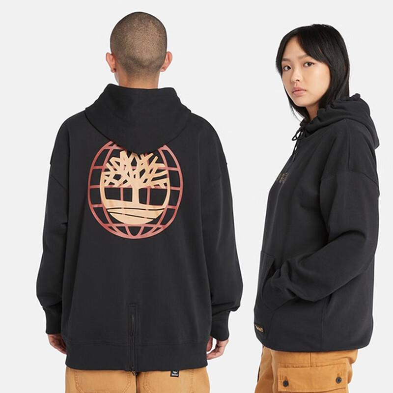 Timberland Men's Global Tree Logo Full-Zip Hoodie Black A6UM2-001