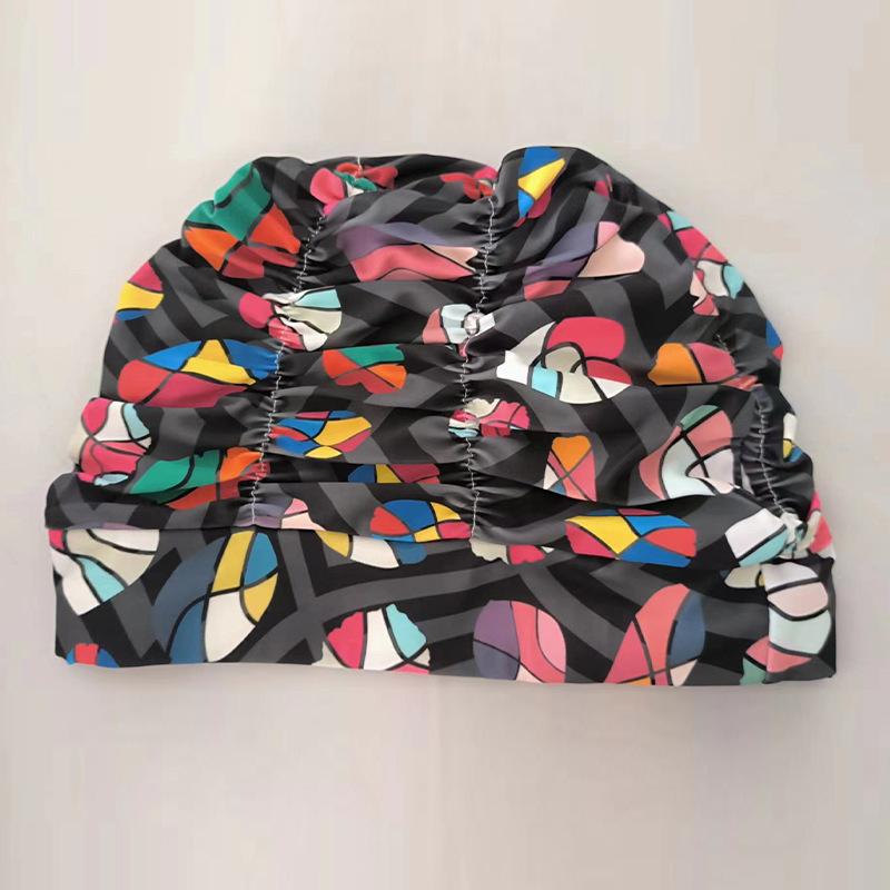 Sommer Damen Badekappe mit Druck Weiblich Nicht Würgend Kopf Hochelastisch Bequem Badekappe Erwachsener Sportkappe