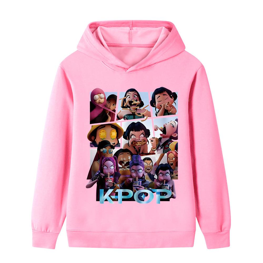 B1237 Kids Boys Girls Kpop Rumi Zoey Mira Print Long Sleeves Hoodie