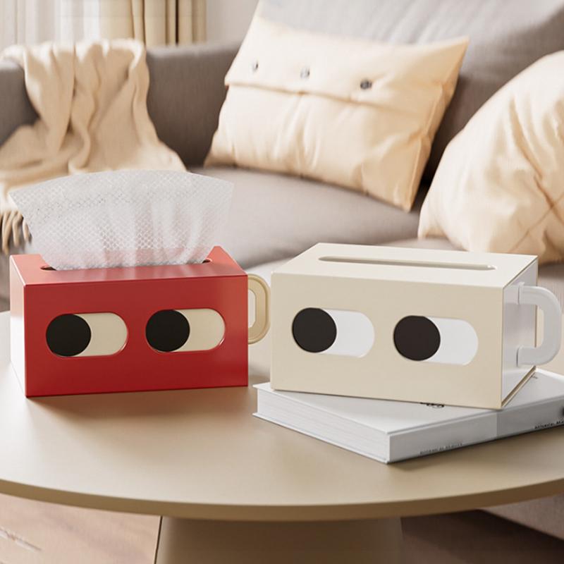 Expression Paper Towel Box Big Eyes Tissue Box Multifunctional Paper Storage Box Home Table Decoration Tissue Case Elegant
