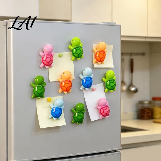 Kitchen Fridge Magnet 5Pcs Mini Resin Turtle Refrigerator Magnet Colorful Tortoise 3D Home Office Locker Decorative Accessories Animal Magnets